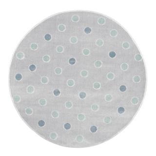Dětský koberec kulatý s puntíky barva: stříbrno/šedá - mátová, rozměr: 133 cm