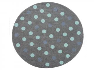 Dětský koberec kulatý - stříbrnošedý s puntíky barva: stříbrnošedá-mátová, rozměr: 160 cm