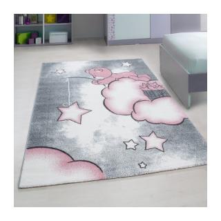 Dětský koberec - Medvídek a hvězdy barva: šedá x růžová, rozměr: 120x170