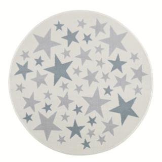 Dětský koberec - Moře hvězdiček kulatý barva: krémovošedá - modrá, rozměr: 133 cm