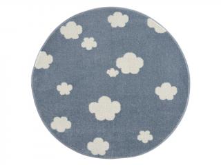 Dětský koberec Sky Cloud mráčky kulatý barva: modrá-bílá