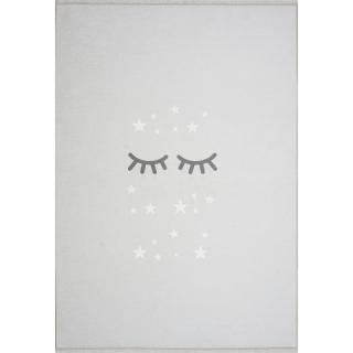 Dětský koberec Spící očička barva: stříbrnošedá-bílá, rozměr: 140 x 190 cm