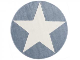 Dětský kulatý koberec -  Hollywood Star barva: modrá x bílá, Velikost: průměr 160