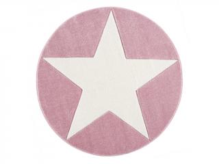 Dětský kulatý koberec -  Hollywood Star barva: růžová x bílá, Velikost: průměr 133