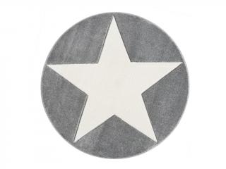 Dětský kulatý koberec -  Hollywood Star barva: šedá x bílá, Velikost: průměr 133