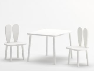 Dětský stolek a židle Zaječí ouška - bílá