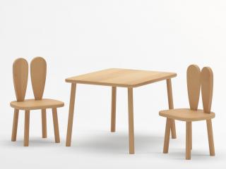 Dětský stolek a židle Zaječí ouška - natur - BAZAR