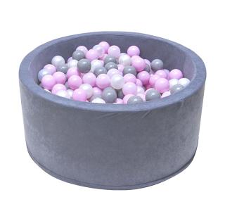 Dětský suchý BAZÉNEK 90x40 s míčky 200 ks, šedý barva míčků: růžový