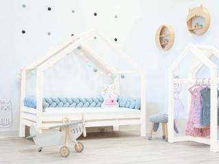 Domečková postel dominant s volitelnou zábranou premium bílá rozměr lůžka: 90 x 180 cm, šuplík, nožičky: s nožičkami a s šuplíkem, Zábrany: Přední