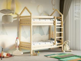 Domečková postel patrová s volitelnou spodní zábranou premium rozměr lůžka: 100 x 180 cm, Zábrany: Obě