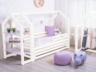 Domečková postel s šuplíkem premium bílá rozměr lůžka: 80 x 180 cm, šuplík, nožičky: s nožičkami a s šuplíkem, Zábrany: Žádná