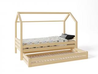 Domečková postel s šuplíkem premium rozměr lůžka: 70 x 140 cm, šuplík, nožičky: s nožičkami a s šuplíkem, Zábrany: Zadní