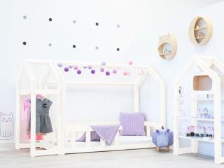 Domečková postel se zábranou a volitelnou výškou nožiček premium bílá rozměr lůžka: 80 x 180 cm, šuplík, nožičky: bez nožiček