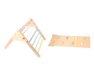 Dřevěný Piklerové trojúhelník set (prolézačka do interiéru) - pastelový - BAZAR