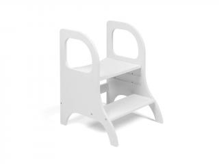Malá rostoucí učící věž 2v1 - schůdky + židle barva: Bílá