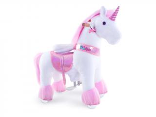Mechanický jezdící kůň (na kolečkách) pro děti - jednorožec růžový varianta: Velikost 3