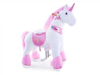 Mechanický jezdící kůň (na kolečkách) pro děti - jednorožec růžový varianta: Velikost 4