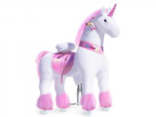 Mechanický jezdící kůň (na kolečkách) pro děti - jednorožec růžový varianta: Velikost 5
