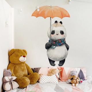 Nálepka na stěnu - Panda s deštníkem