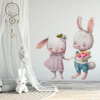 Nálepka na stěnu - Zamilovaní králíčci