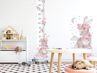 Nálepka na zeď - dětský metr králíček barva: růžová