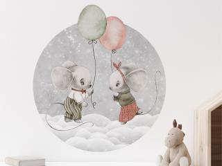 Nálepka na zeď - Krajina snů - Myšky s balónky Velikost: L
