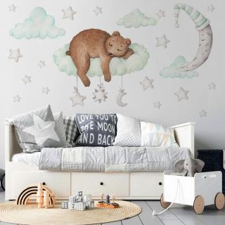 Nálepka na zeď - Spící medvídek