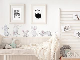 Nálepka na zeď - zvířátka - myší rodinka
