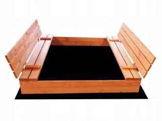 Pískoviště dřevěné s krytem/lavičkami velké předvrtané impregnované premium varianta: impregnované