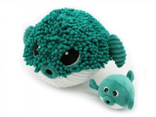 Plyšová ryba Blowfish - máma s miminkem barva: Zelená