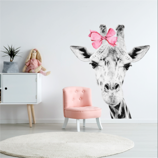 Samolepka na zeď - žirafa s mašličkou Velikost: XL