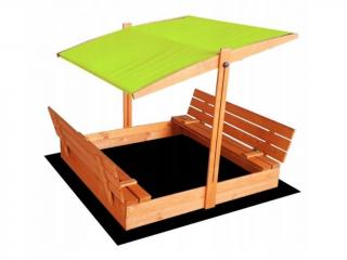 Set - Pískoviště s krytem/lavičkami a zelenou stříškou předvrtané impregnované premium