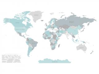 Tapeta Mapa světa modrá Délka: 300 cm