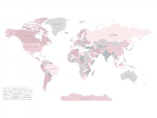 Tapeta Mapa světa růžová Délka: 250 cm