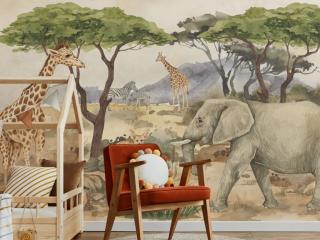 Tapeta Safari zvířátka rozměry: výška 250 cm