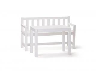 Zahradní lavice a stůl pro děti - bílý set nábytku