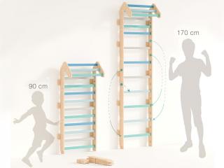 Žebřiny (ribstole) - rostoucí barva: blue, varianta: 2 moduly + hrazda + doplňkové bočnice