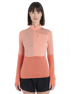 Dámská merino mikina, 1/2 zip ICEBREAKER Wmns Merino 200 Realfleece™ Descender LS Half Zip, Glow/Tang/Cb velikost: M