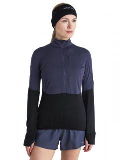 Dámská merino mikina, 1/2 zip ICEBREAKER Wmns Merino 200 Realfleece™ Descender LS Half Zip, Graphite/Black/Cb velikost: M