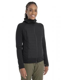 Dámská merino mikina ICEBREAKER Wmns Merino Quantum Hybrid LS Zip Hoodie, Black velikost: L