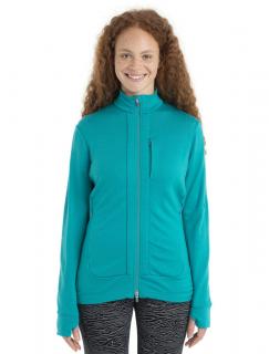 Dámská merino mikina ICEBREAKER Wmns Quantum III LS Zip, Flux Green velikost: L