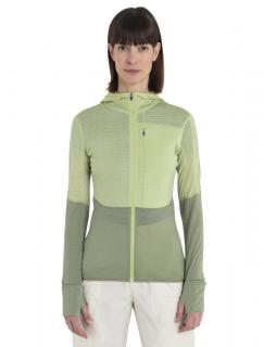 Dámská merino mikina s kapucí, zip ICEBREAKER Wmns Merino 200 Realfleece™ Descender LS Zip Hoodie, Glazen/Lichen/Cb velikost: M