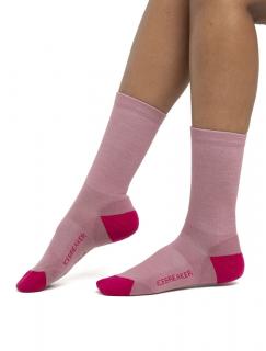 Dámské merino ponožky ICEBREAKER Wmns Lifestyle Light Crew, Crystal/Electron Pink velikost: 41-43 (L)