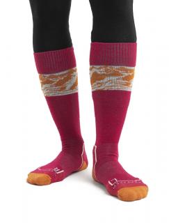 Dámské merino ponožky ICEBREAKER Wmns Ski+ Light OTC Alps 3D, Electron Pink/Earth/Snow velikost: 35-37 (S)