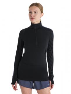 Dámské merino triko dlouhý rukáv, 1/2 zip ICEBREAKER Wmns Merino 125 ZoneKnit™ LS Half Zip, Black/Graphite/Cb velikost: XL