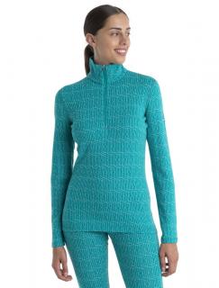 Dámské merino triko dlouhý rukáv, 1/2 zip ICEBREAKER Wmns Merino 260 Vertex LS Half Zip Herenga, Flux Green/Snow/J velikost: S