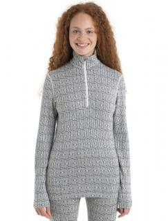 Dámské merino triko dlouhý rukáv, 1/2 zip ICEBREAKER Wmns Merino 260 Vertex LS Half Zip Herenga, Snow/Black velikost: S