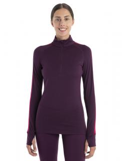 Dámské merino triko dlouhý rukáv, 1/2 zip ICEBREAKER Wmns Merino ZoneKnit 200 LS Half Zip, Nightshade/Electronpnk velikost: L