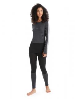 Dámské merino triko dlouhý rukáv ICEBREAKER Wmns 125 ZoneKnit LS Crewe, Jet Heather/Black/Metro Heather velikost: M