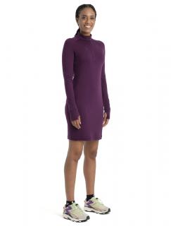 Dámské merino triko dlouhý rukáv;šaty ICEBREAKER Wmns Merino 260 Granary LS Half Zip Tee Dress, Nightshade velikost: XS